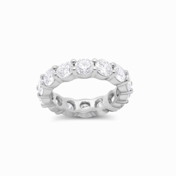 14K White Gold Round Brilliant Diamond Eternity Band (4.10 ct)
