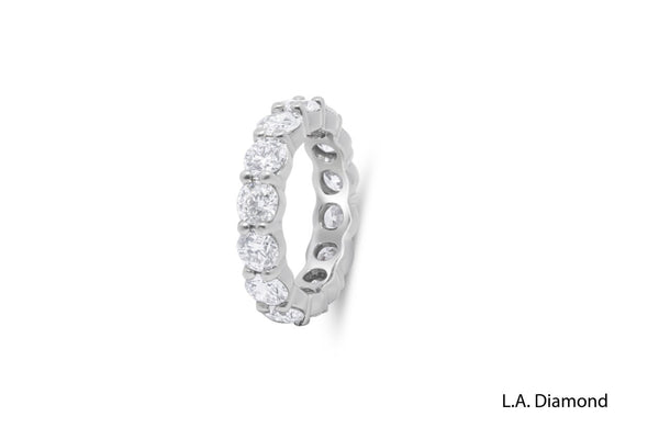 14K White Gold Round Brilliant Diamond Eternity Band (4.10 ct)