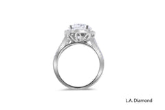 14K White Gold Round Cut Diamond Halo Engagement Ring (4.20 ct)