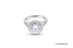 14K White Gold Round Cut Diamond Halo Engagement Ring (4.20 ct)