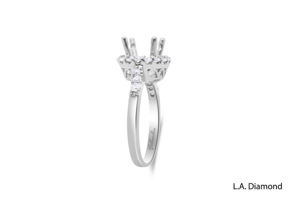 14K White Gold Round Cut Semi-Mount Engagement Ring (0.57 ct)