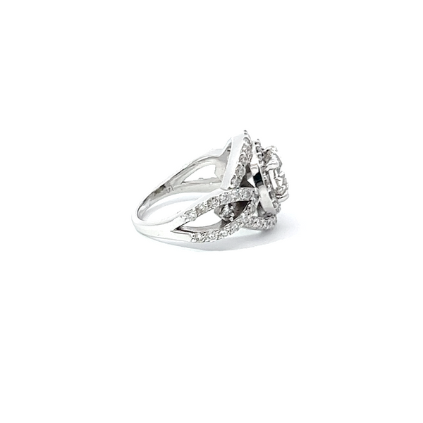 14K White Gold Round Diamond Cut Engagement Ring