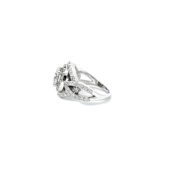 14K White Gold Round Diamond Cut Engagement Ring