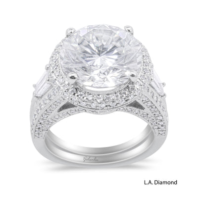 14K White Gold Round Diamond Engagement Ring (6.51ctw)