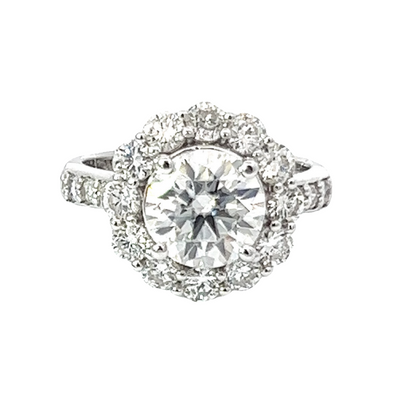 14K White Gold Round Diamond Engagement Ring (4.18ctw)