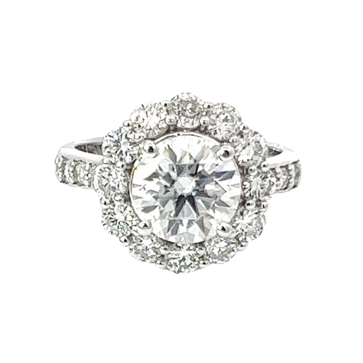 14K White Gold Round Diamond Engagement Ring (4.18ctw)