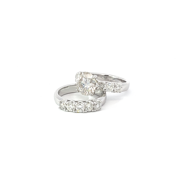 14K White Gold Round Diamond Engagement Ring Set