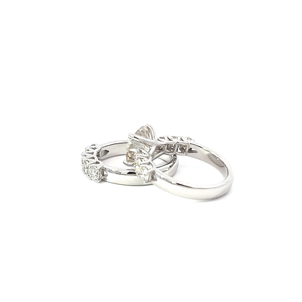 14K White Gold Round Diamond Engagement Ring Set