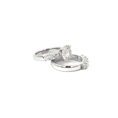 14K White Gold Round Diamond Engagement Ring Set