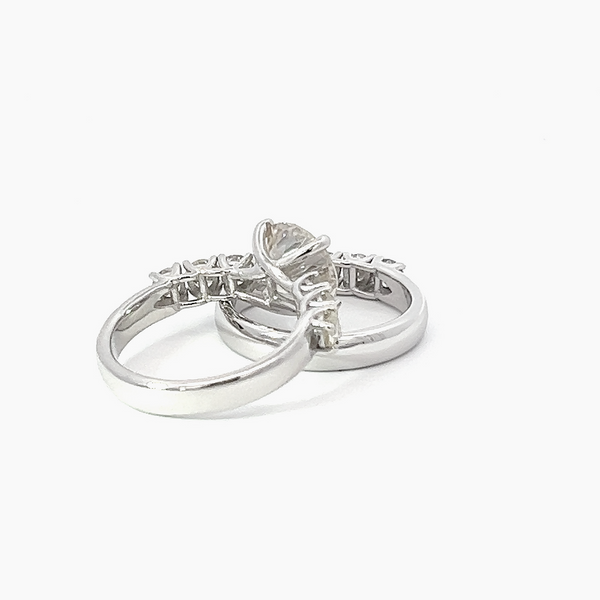 14K White Gold Round Diamond Engagement Ring Set