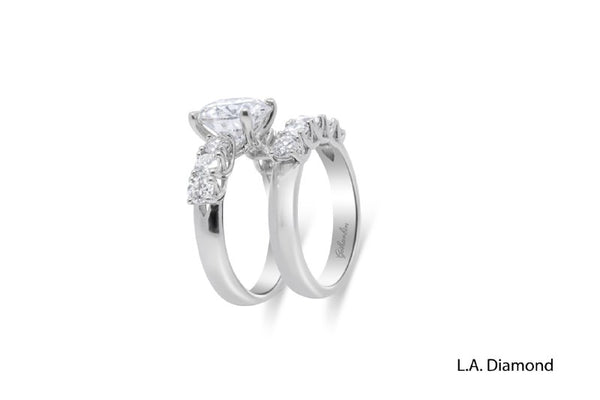 14K White Gold Round Diamond Engagement Ring Set