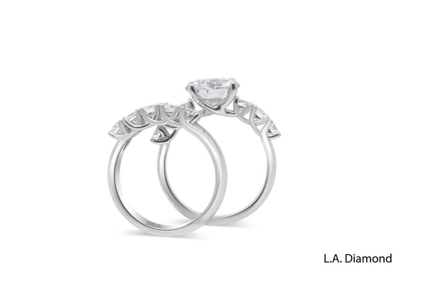 14K White Gold Round Diamond Engagement Ring Set