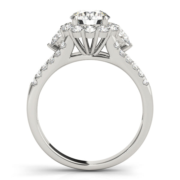 14K White Gold Round Diamond Halo Engagement Ring