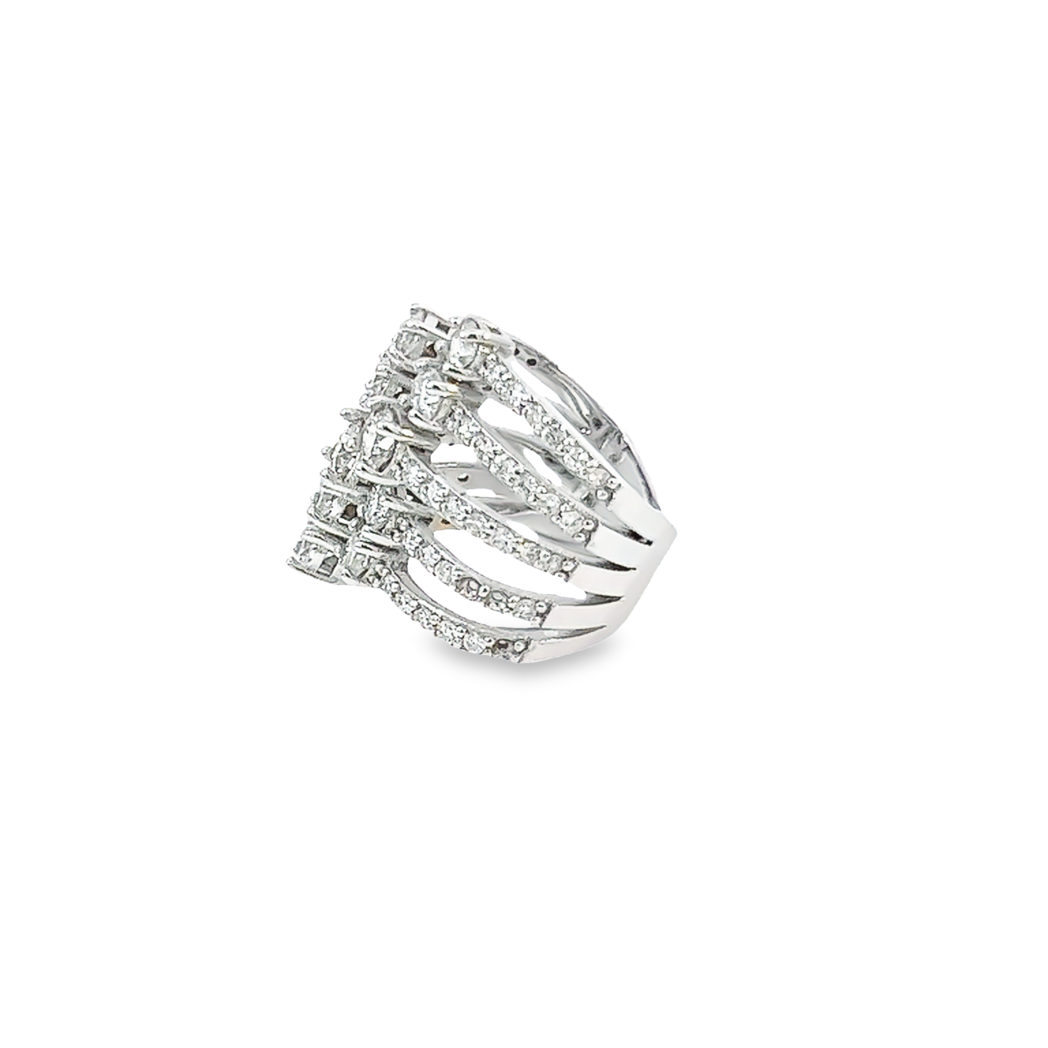 14K White Gold Round Diamond Multi-Layer Ring (2.50 ct)