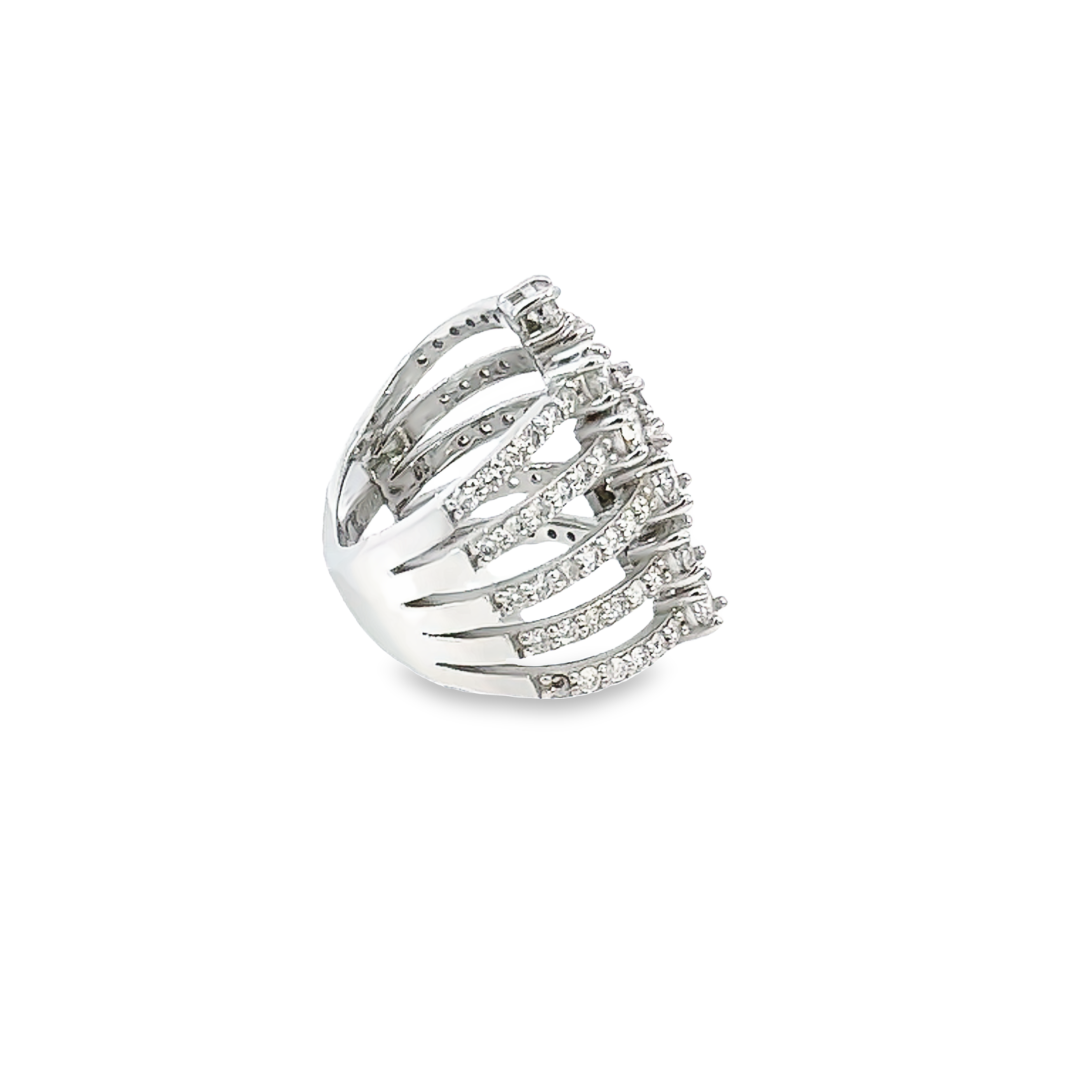 14K White Gold Round Diamond Multi-Layer Ring (2.50 ct)