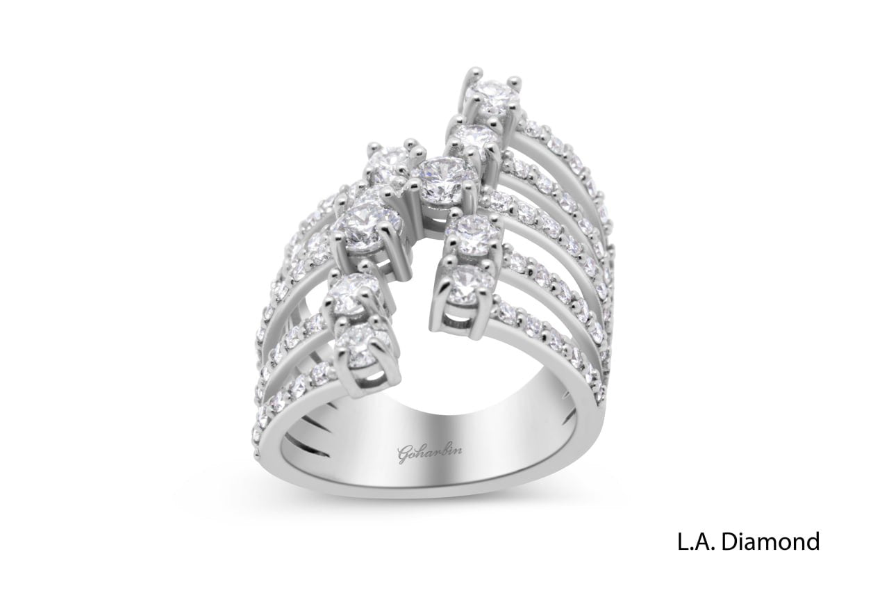 14K White Gold Round Diamond Multi-Layer Ring (2.50 ct)