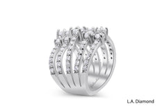 14K White Gold Round Diamond Multi-Layer Ring (2.50 ct)