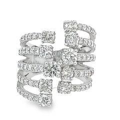14K White Gold Round Diamond Multi-Layer Ring (2.50 ct)