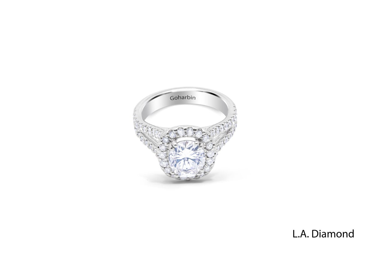 14K White Gold Round Diamond Semi-Mount Halo Engagement Ring (0.75 ct)