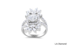 14K White Gold Round + Marquise Diamond Halo Ring (1.03 ct)