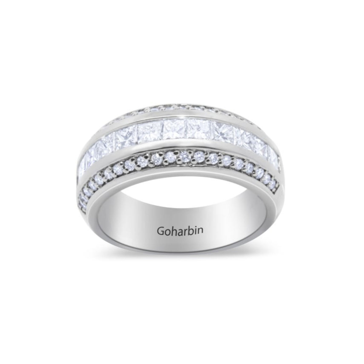 14K White Gold Round & Princess Cut Diamond Men’s Wedding Band (1.30 ct T.W.)