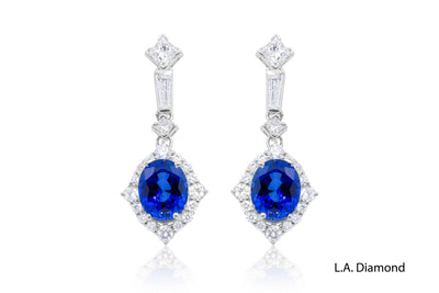 14K White Gold Sapphire & Diamond Dangling Earrings (2.33 ct)
