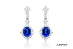14K White Gold Sapphire & Diamond Dangling Earrings (2.33 ct)