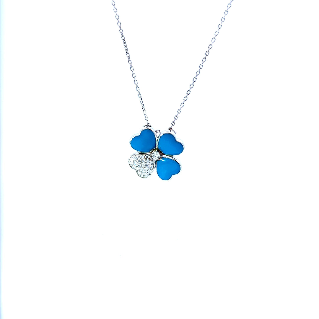 14K White Gold Solitaire Diamond Necklace