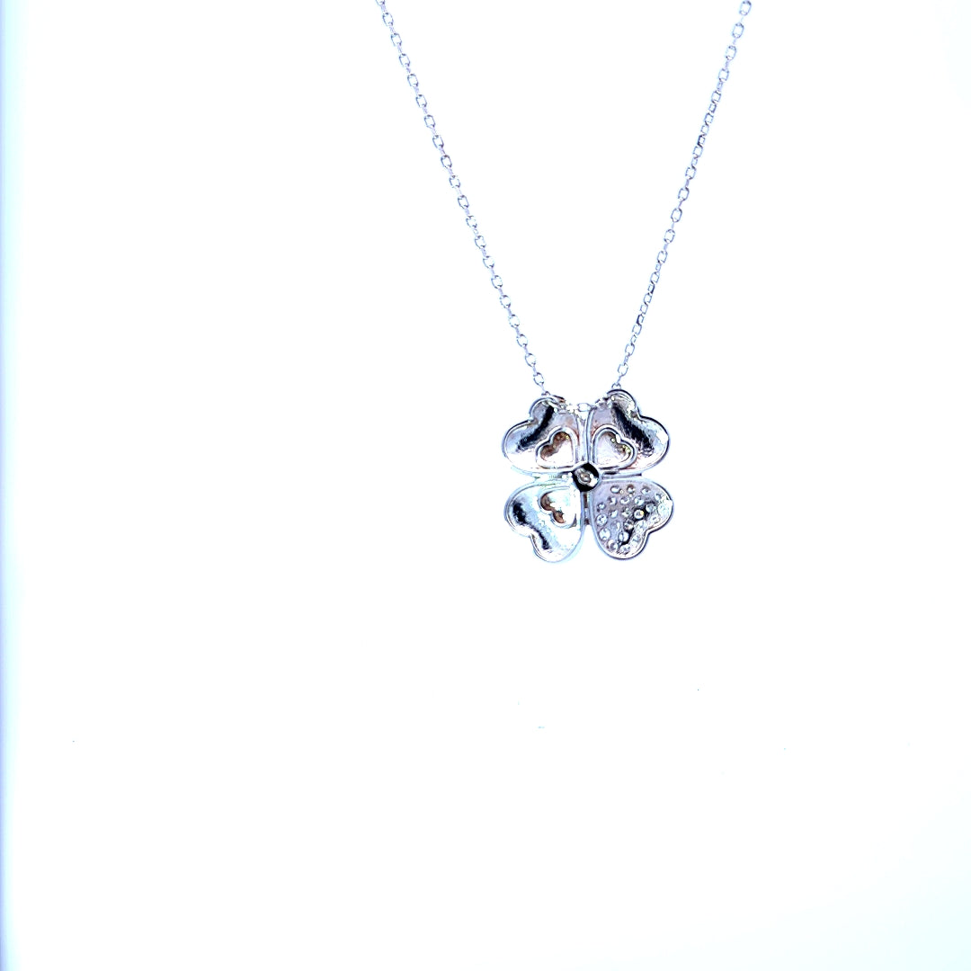 14K White Gold Solitaire Diamond Necklace