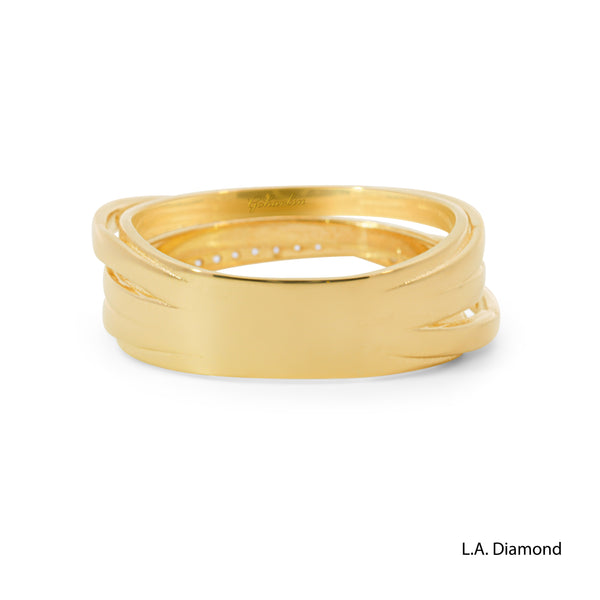 14K Yellow Gold Cross-Over Pavé Band Ring (0.80 ct)