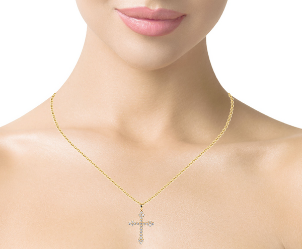 14K Yellow Gold Diamond Cross Pendant (1.00-1.50 ct t.w.)