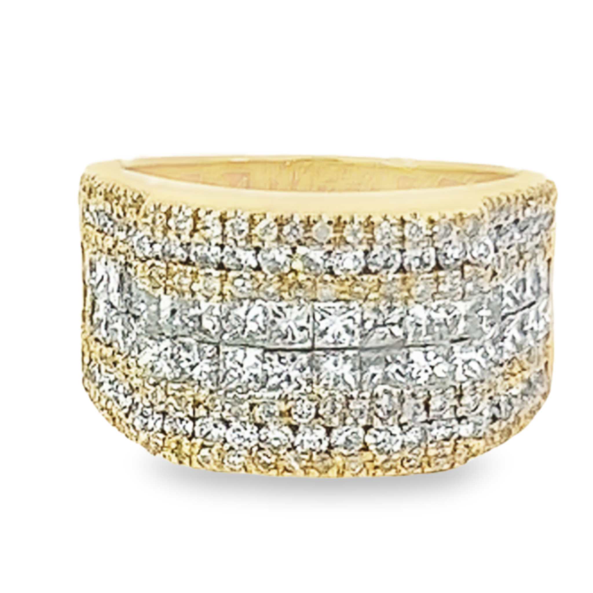 14K Yellow Gold Diamond Princess & Round-Cut Multi-Layer Wedding Band (4.45 ct T.W.)