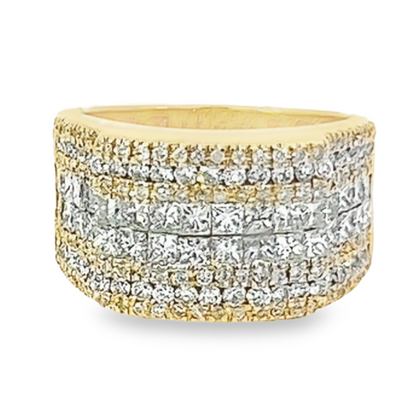 14K Yellow Gold Diamond Princess & Round-Cut Multi-Layer Wedding Band (4.45 ct T.W.)