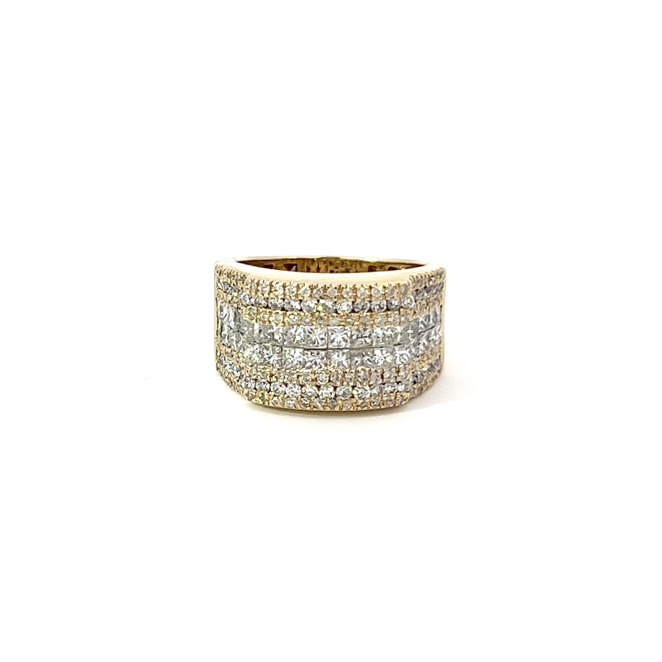 14K Yellow Gold Diamond Princess & Round-Cut Multi-Layer Wedding Band (4.45 ct T.W.)