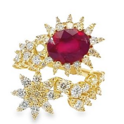 14K Yellow Gold Diamond & Ruby Ring (1.20 ct)