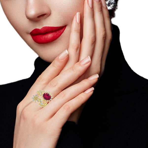 14K Yellow Gold Diamond & Ruby Ring (1.20 ct)