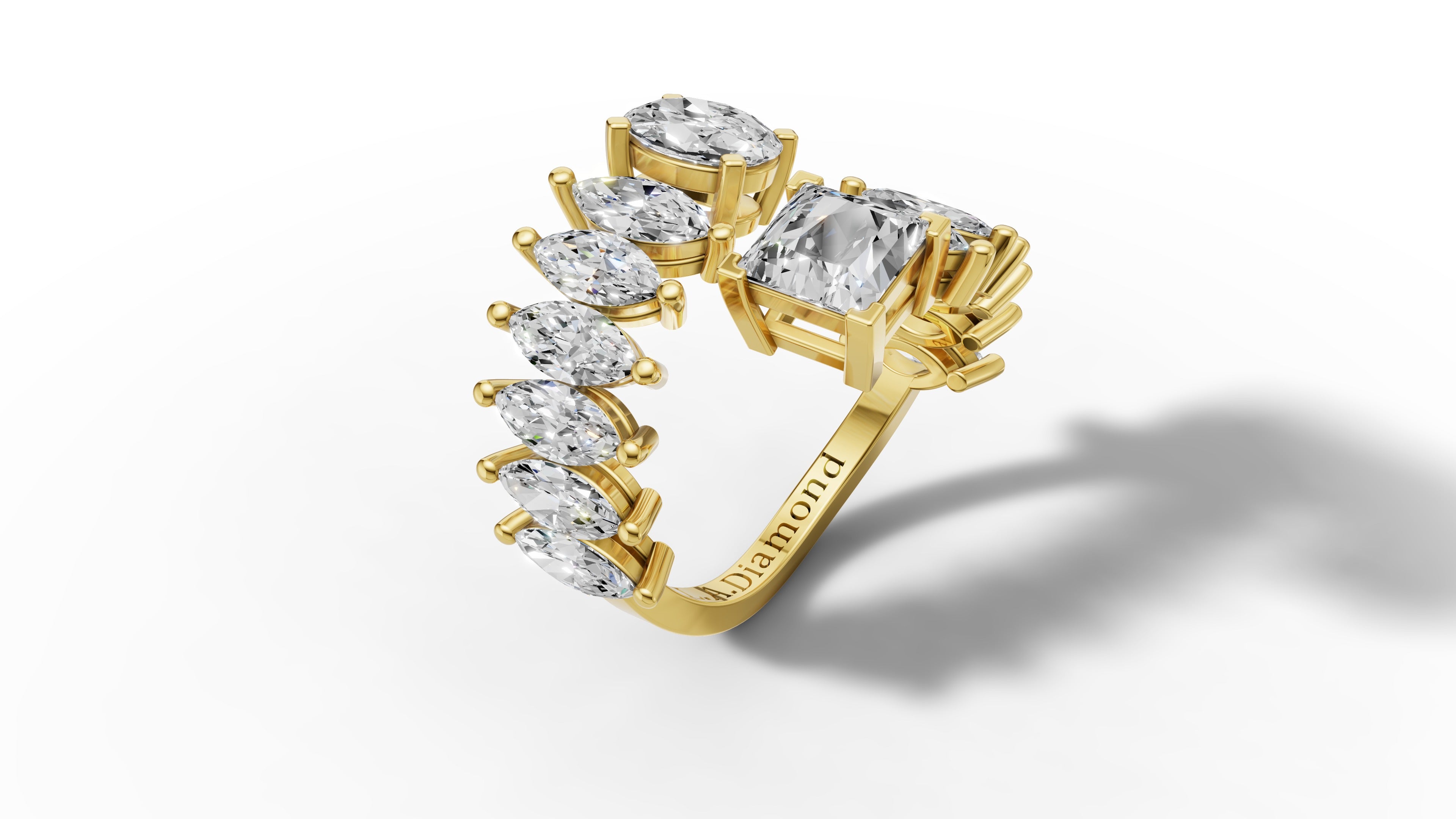 14K Yellow Gold Marquise Diamond Bypass Eternity Ring (4.5 ct)