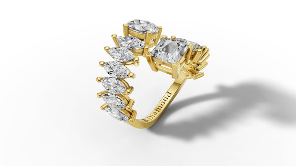 14K Yellow Gold Marquise Diamond Bypass Eternity Ring (4.5 ct)