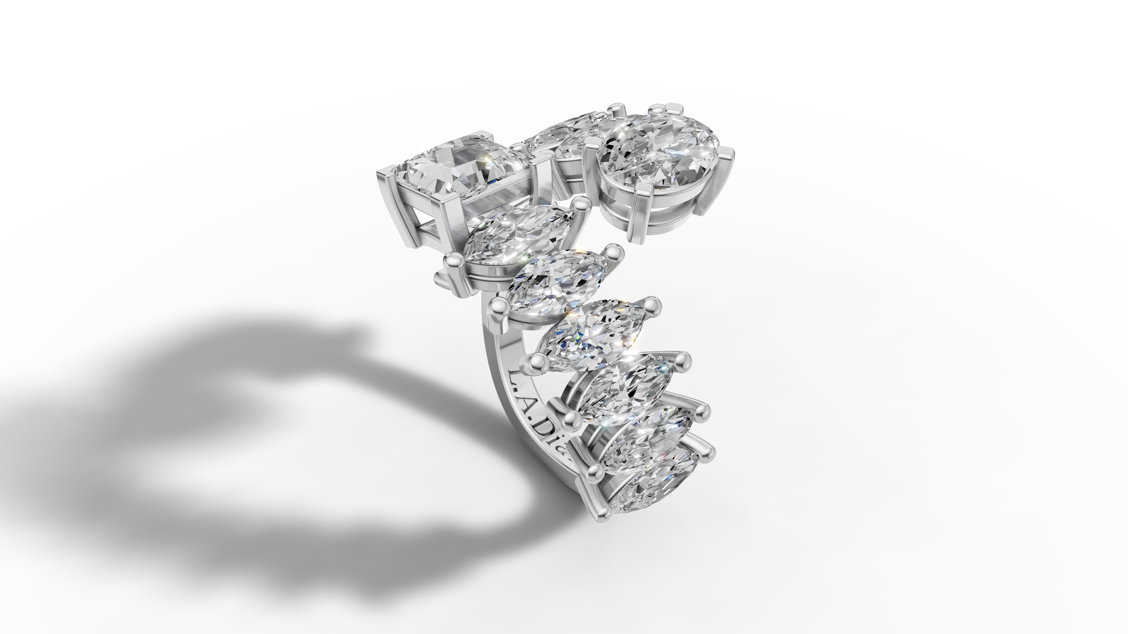 14K Yellow Gold Marquise Diamond Bypass Eternity Ring (4.5 ct)