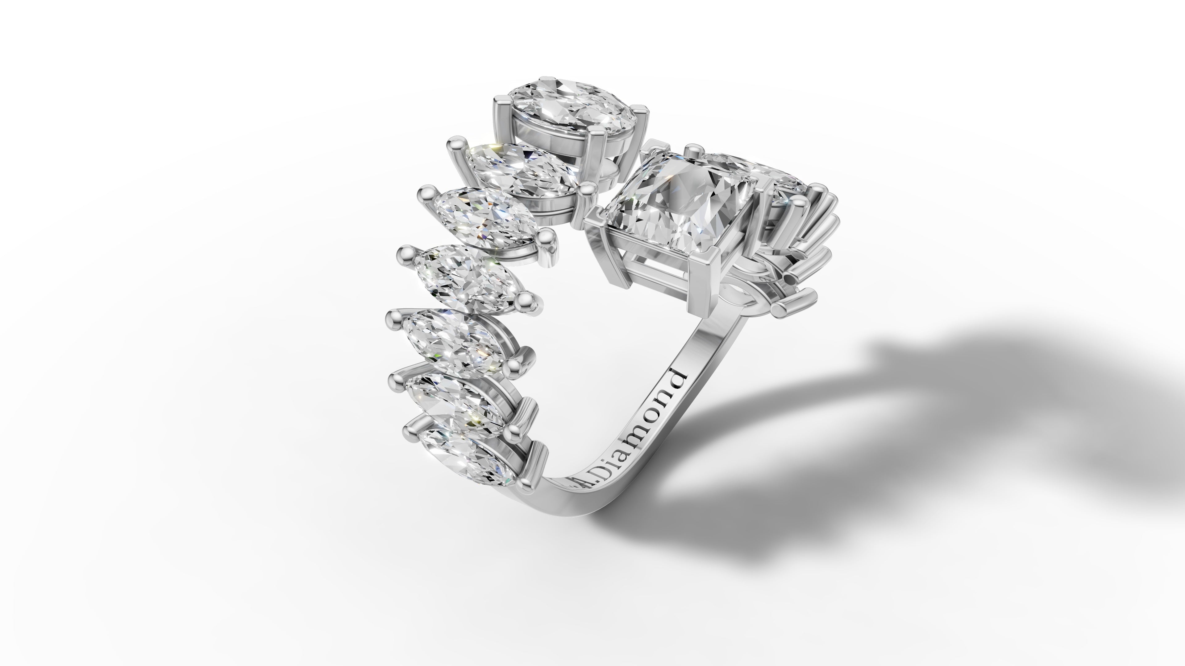 14K Yellow Gold Marquise Diamond Bypass Eternity Ring (4.5 ct)