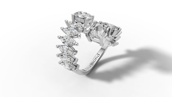 14K Yellow Gold Marquise Diamond Bypass Eternity Ring (4.5 ct)