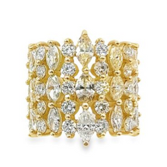 14K Yellow Gold Marquise and Round Diamond Ring (2.35 ct)