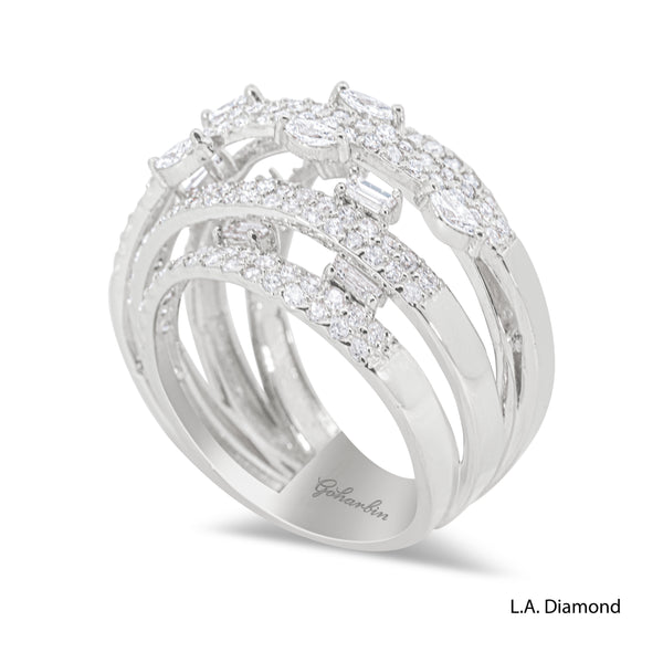 14K Yellow Gold Multi-Cut Cross-Over Diamond Ring (2.15 ct)