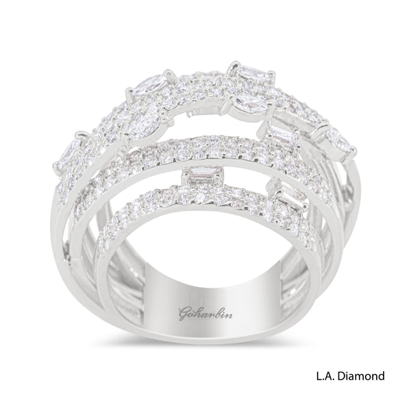 14K Yellow Gold Multi-Cut Cross-Over Diamond Ring (2.15 ct)