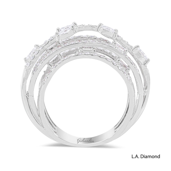 14K Yellow Gold Multi-Cut Cross-Over Diamond Ring (2.15 ct)