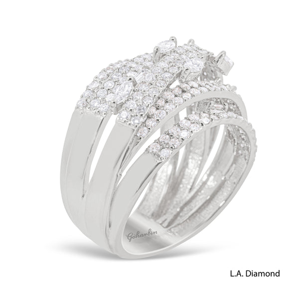 14K Yellow Gold Multi-Cut Cross-Over Diamond Ring (2.15 ct)