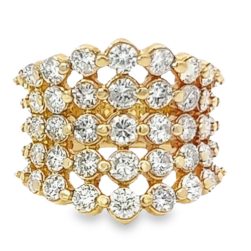 14K Yellow Gold Multi-Layer Round Diamond Wedding Band (5.49 ct)