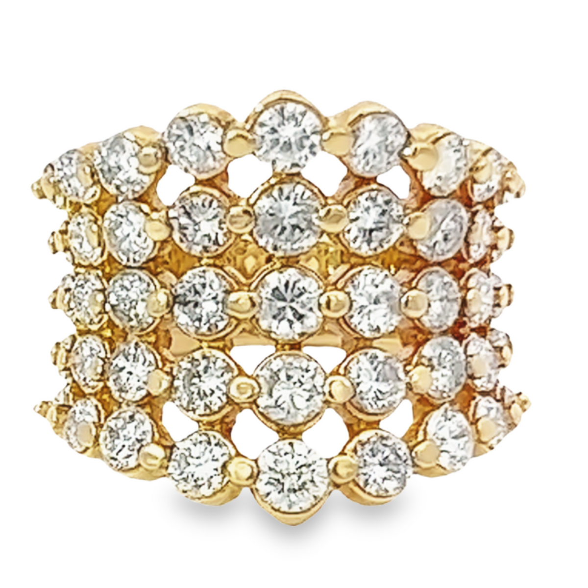 14K Yellow Gold Multi-Layer Round Diamond Wedding Band (5.49 ct)