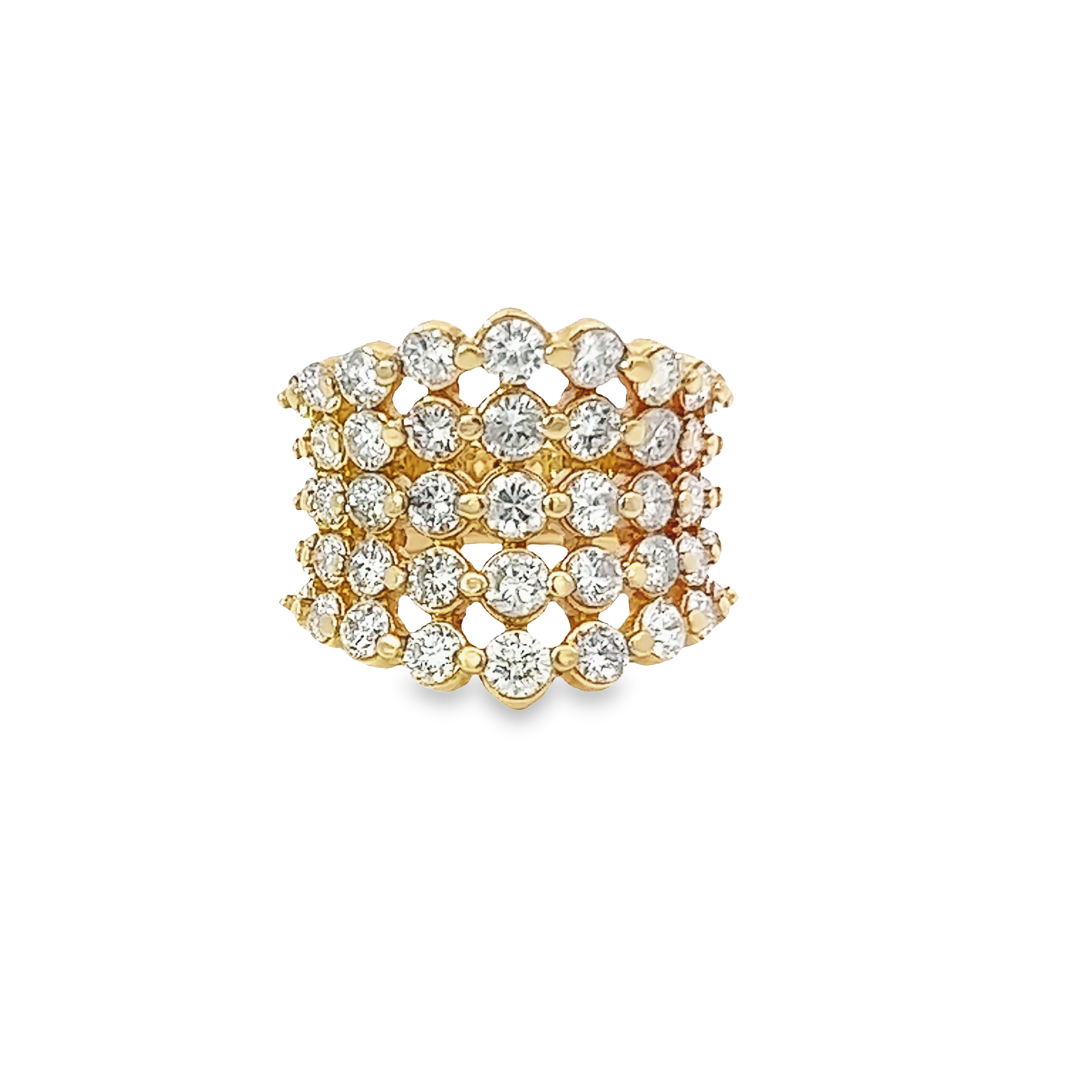 14K Yellow Gold Multi-Layer Round Diamond Wedding Band (5.49 ct)