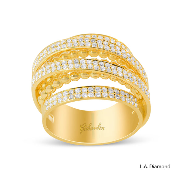 14K Yellow Gold Multi-Row Diamond Band (1.05 ct)